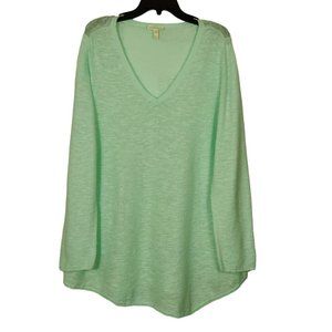 Eileen Fisher Slub Knit Sweater Size XL V-Neck Organic Linen Cotton Long Sleeve